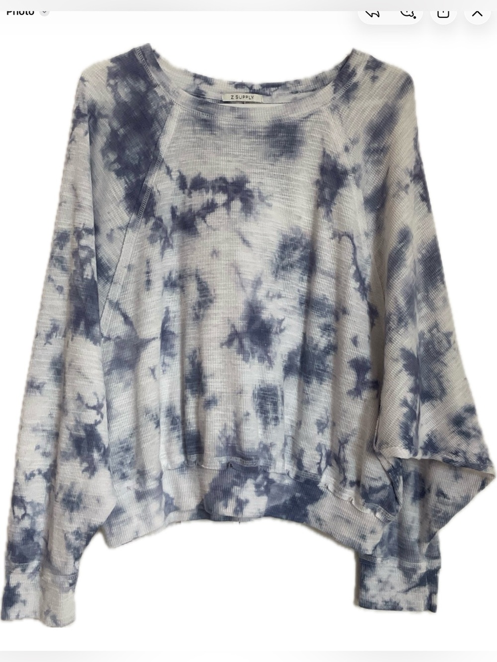 **Z Supply ** Cloud Clarie Boxy with Raglan Sleeve Tie-Dye Waffle knit Top